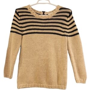 Loft Thick Heavyweight Knit Sweater Striped with Zipper Size Medium
